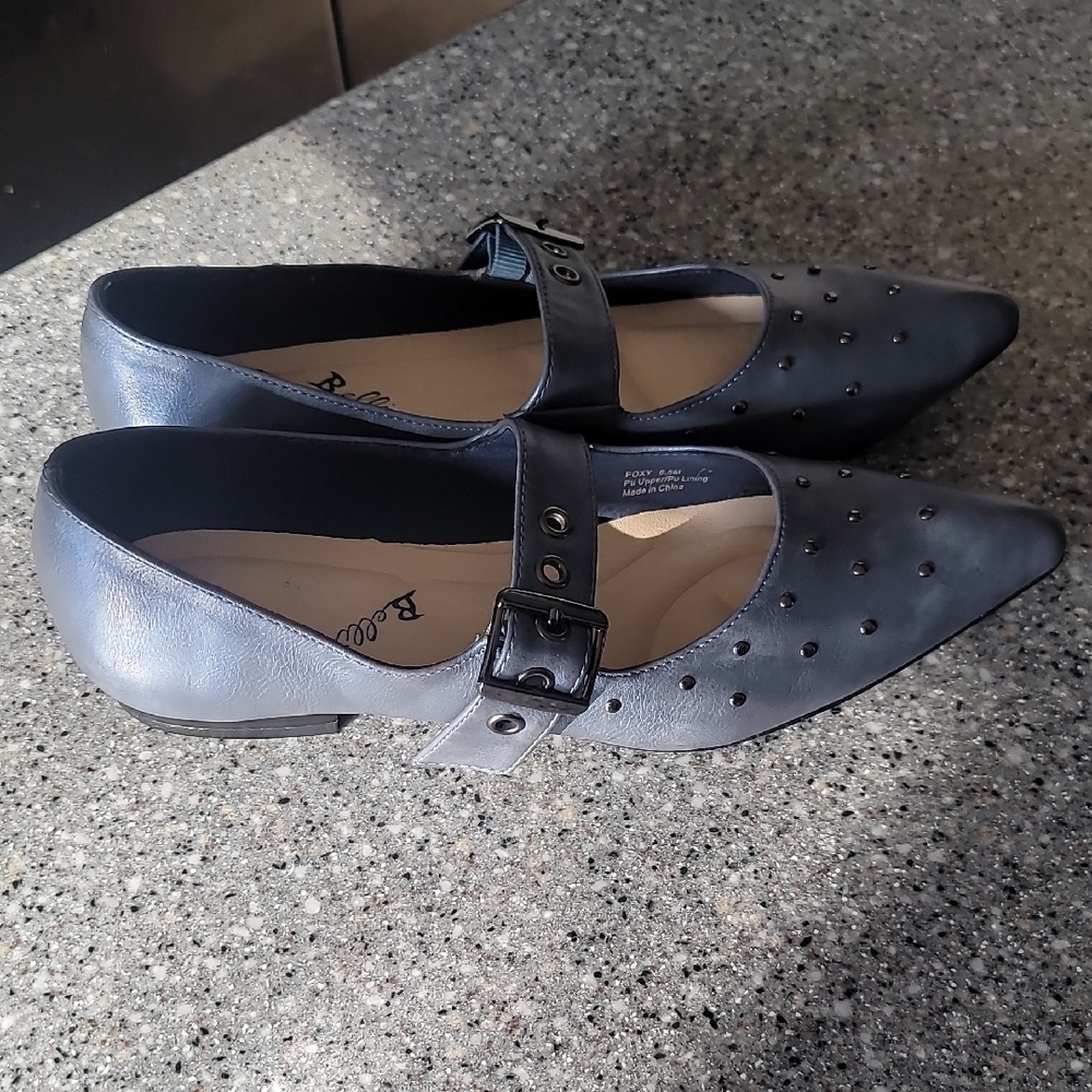 Bellini Black Studded Flats with Buckle